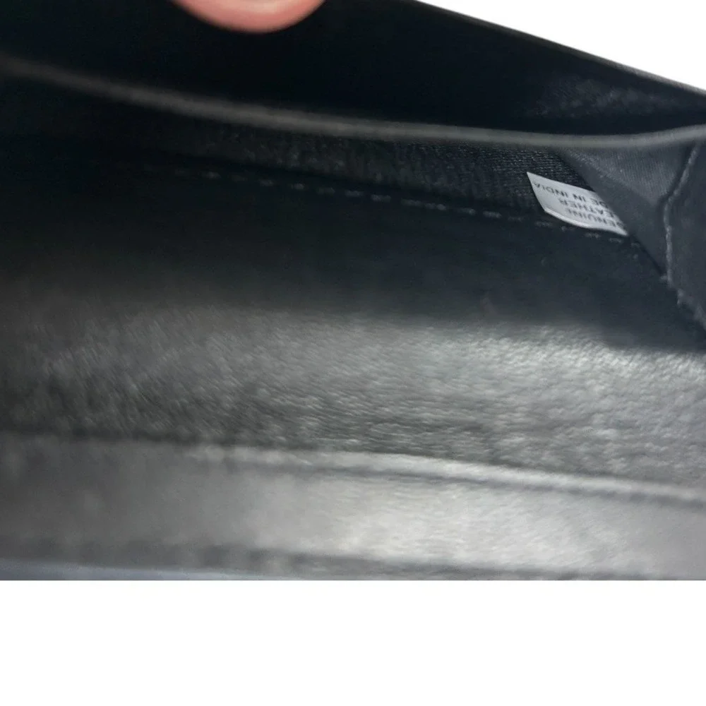 Minimalist Black Genuine Leather Bifold Card Wallet & ID Case Slim